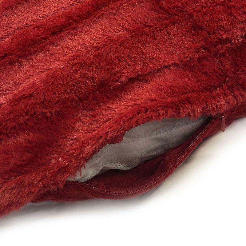 Maroon Faux Fur Decorative Throw Pillow Cover