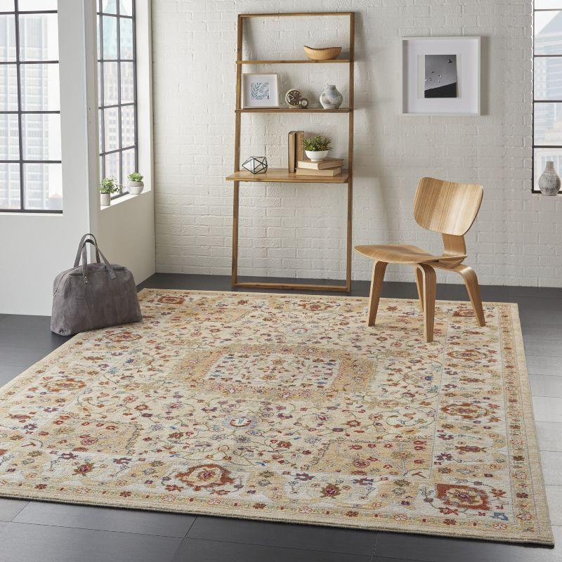 Nourison Majestic MST03 Beige/Red Indoor Area Rug - 7'9 x 9'9