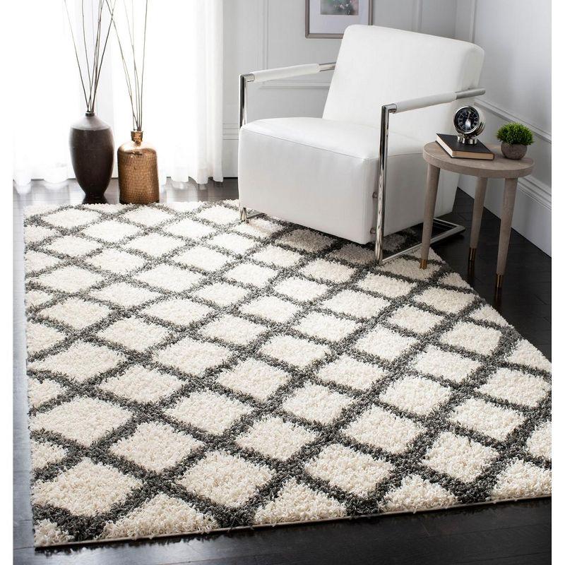 Dallas Shag SGD258 Power Loomed Indoor Area Rug - Ivory/Dark Grey - 8'6"x12' - Safavieh.