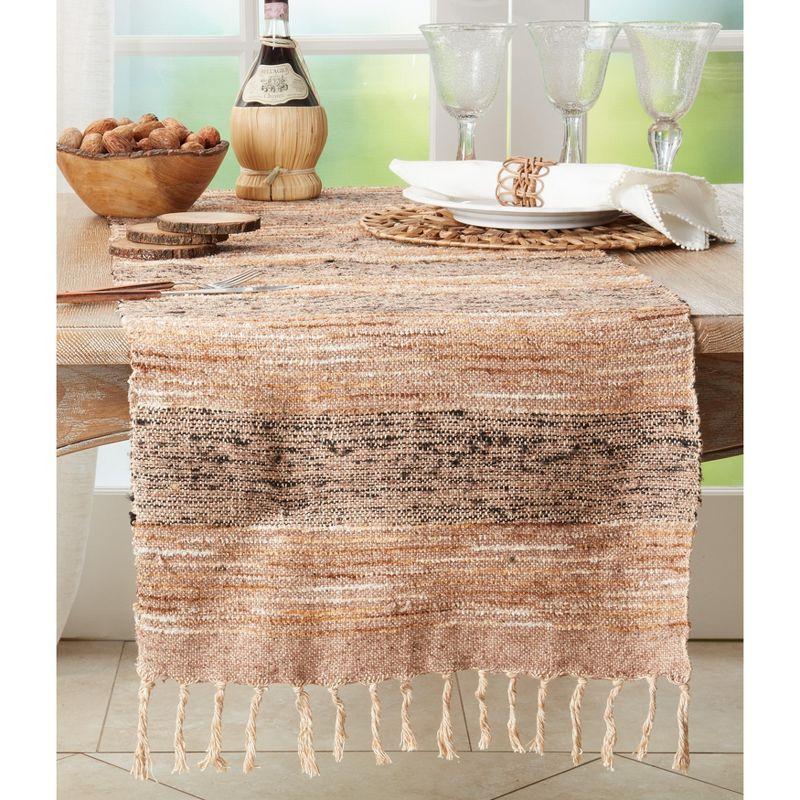 Saro Lifestyle Table Runner with Stripe Design, 16"x72", Brown