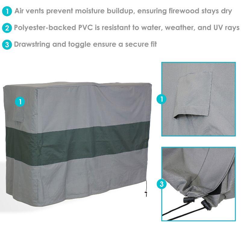 Sunnydaze Outdoor Weather-Resistant Heavy-Duty Polyester with PVC Backing Firewood Log Rack Cover - 4' 2" - Gray and Green