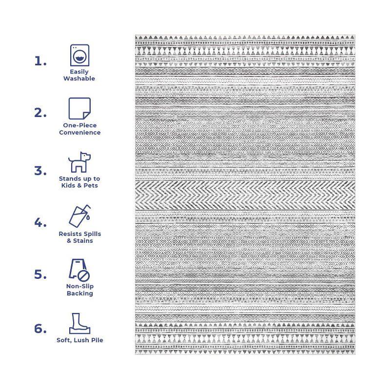 Nuloom Kira Pet Friendly Machine Washable Geometric Area Rug, 2' x 3', Grey