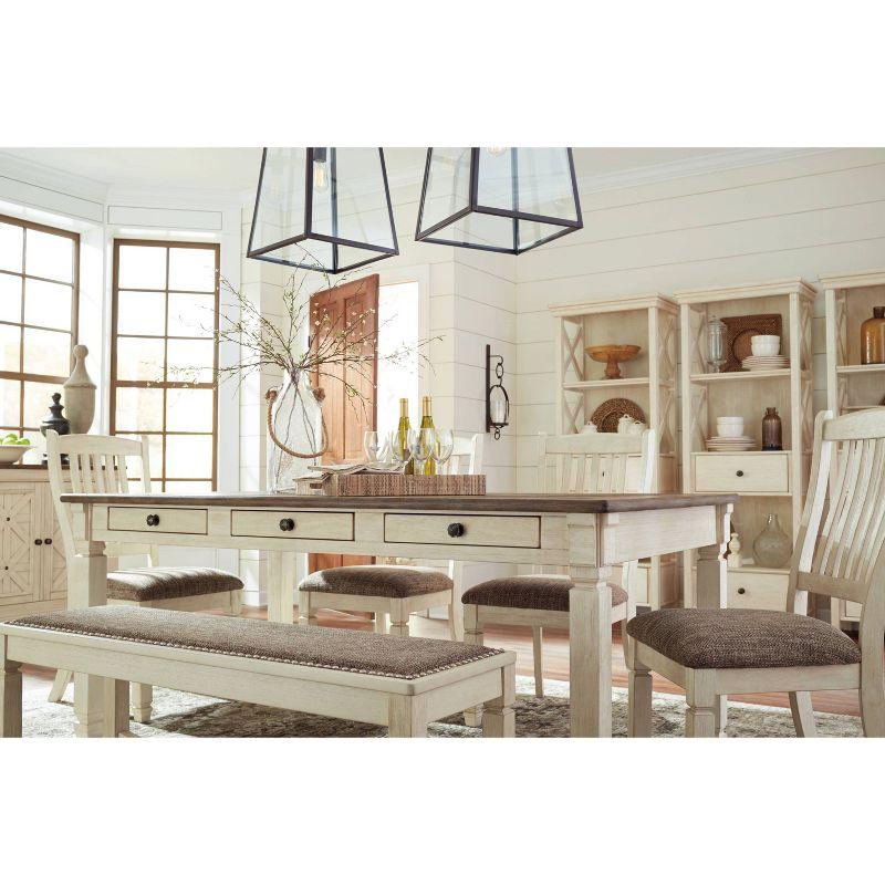 Dining Table Cream - Signature Design by Ashley: Farmhouse Style, 6 Drawers, Rustic Plank Top