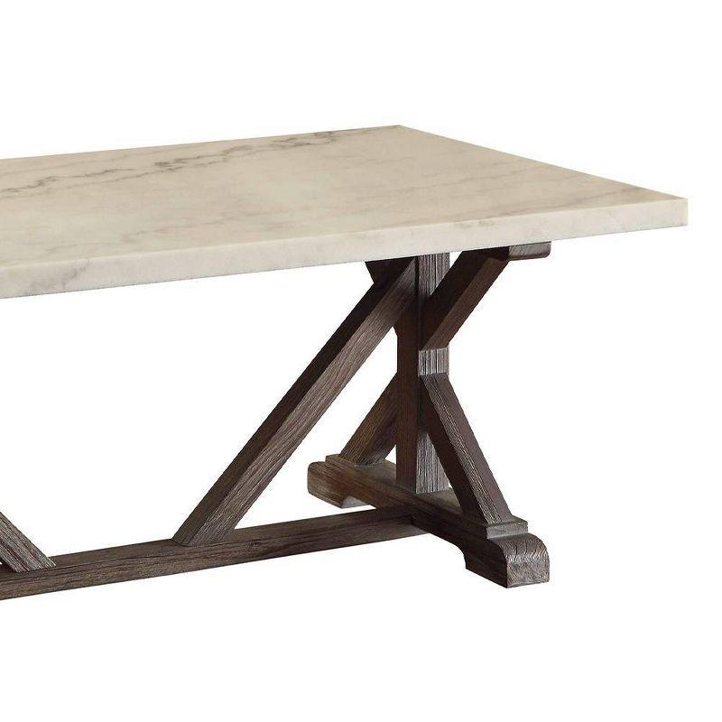 50" Romina Coffee Table: Marble Top, Weathered Espresso Base - Acme Furniture