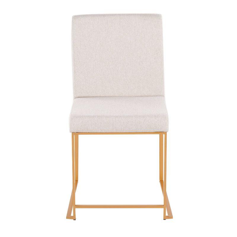 Set of 2 Highback Fuji Dining Chairs: Upholstered, Padded, Metal Frame - LumiSource