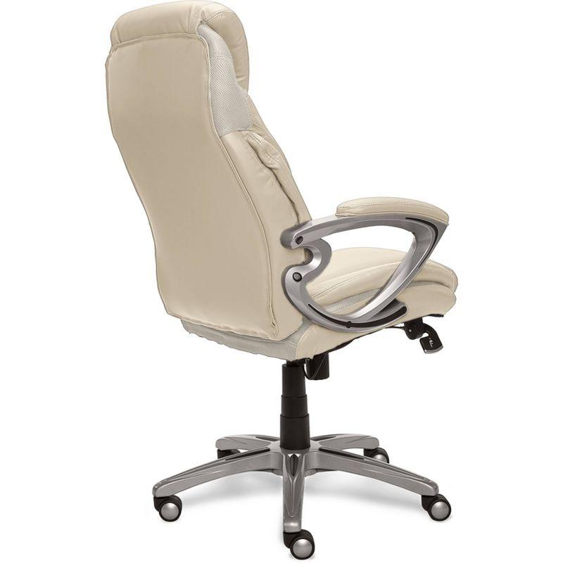 Works Executive Office Chair with Air Technology Comfortable Cream - Serta: Ergonomic Lumbar Support, Fixed Arms, Wood Frame