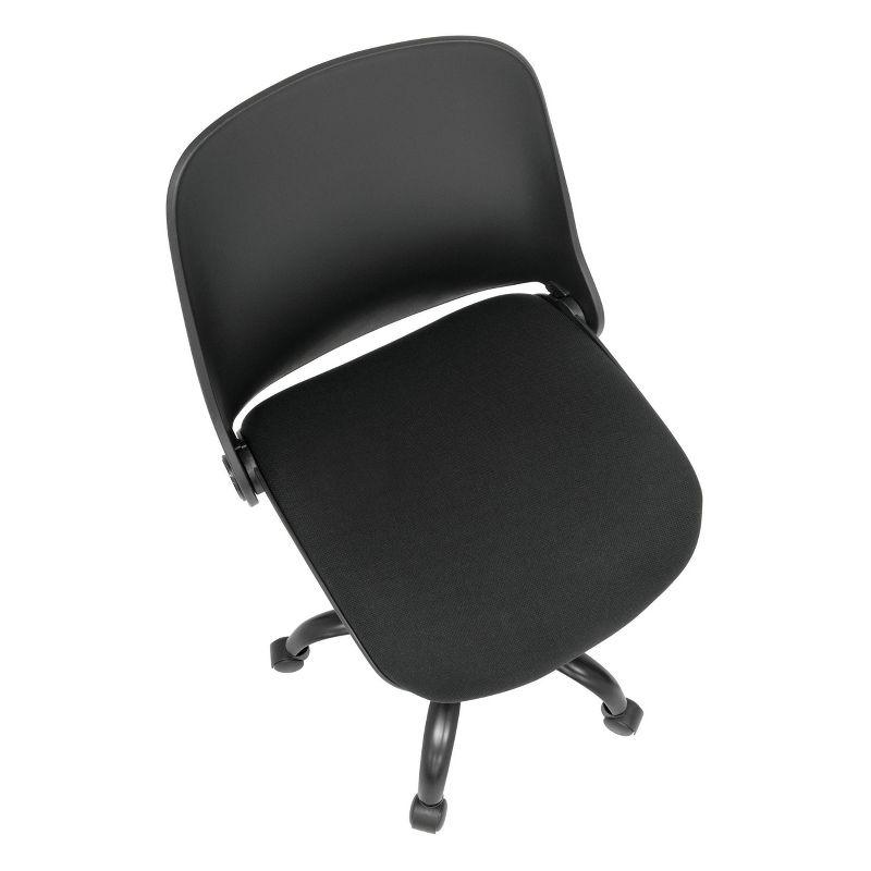 Folding Back Task Chair Black - studio designs: Swivel, Adjustable, Armless