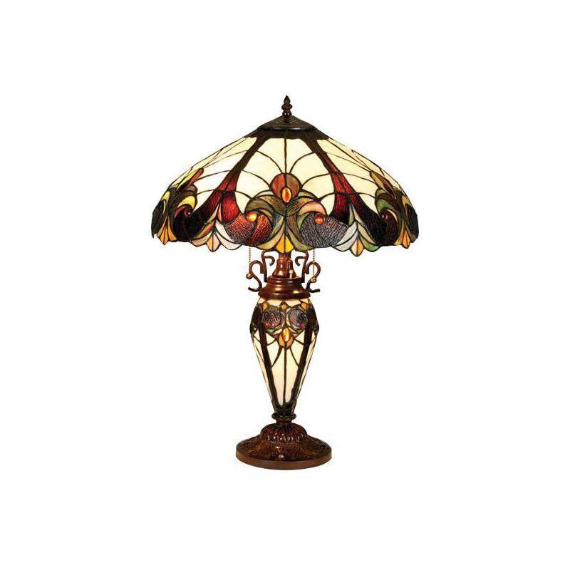 Chloe Lighting Liaison Tiffany-Style 3 Light Victorian Double Lit Table Lamp 18" Shade
