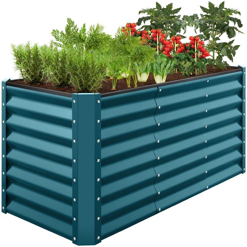 Peacock Blue 4x2x2ft Outdoor Metal Raised Garden Bed Planter Box