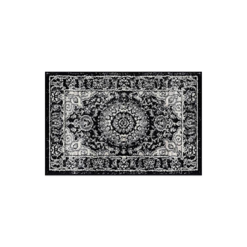 World Rug Gallery Traditional Oriental Medallion Area Rug Black 2'x3'