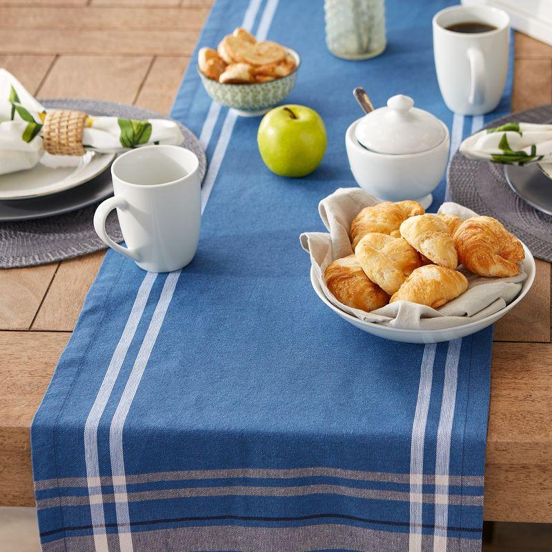 Design Imports  French Stripe Table Runner, Blue Chambray, 14X108"