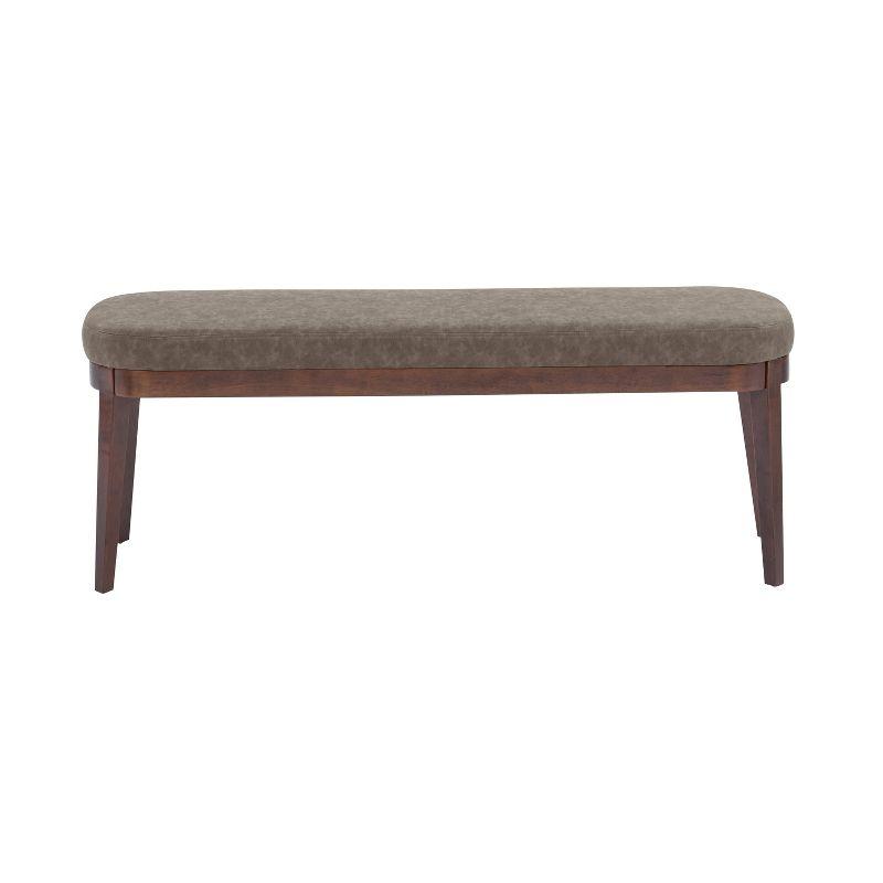 Christopher Knight Home Forma Mid-Century Modern Faux Leather and Rubberwood Upholstered Bench, Brown