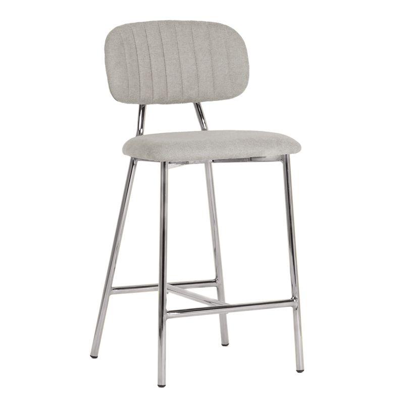 Ariana Gray Linen Counter Stool (Set of 2) - Silver Legs