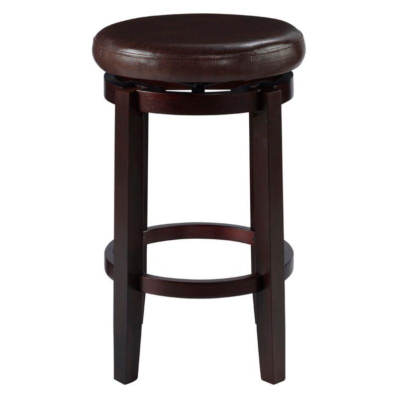 Linon Maya Faux Leather Swivel Backless Counter Height Barstool Brown: Upholstered, Wood Legs, 225 lbs Capacity