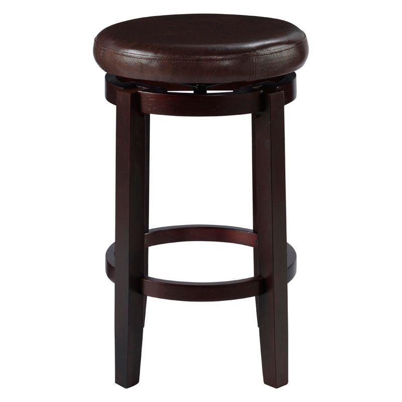 Elegant Maya 24" Brown Swivel Backless Wooden Counter Stool