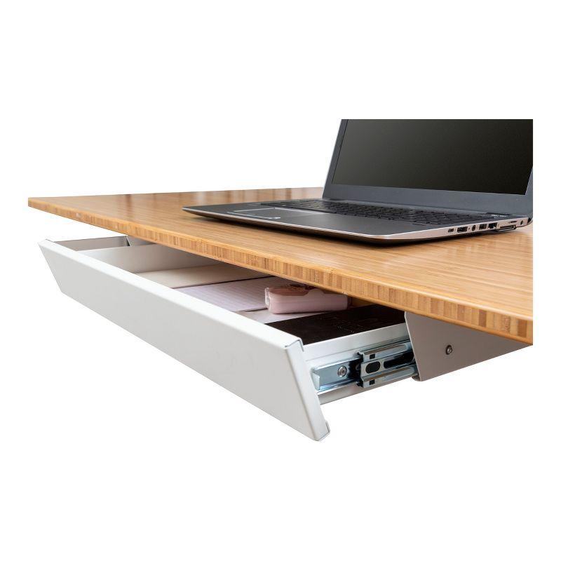 21.6" White Powder Coated Steel Sliding Under-Desk Organizer