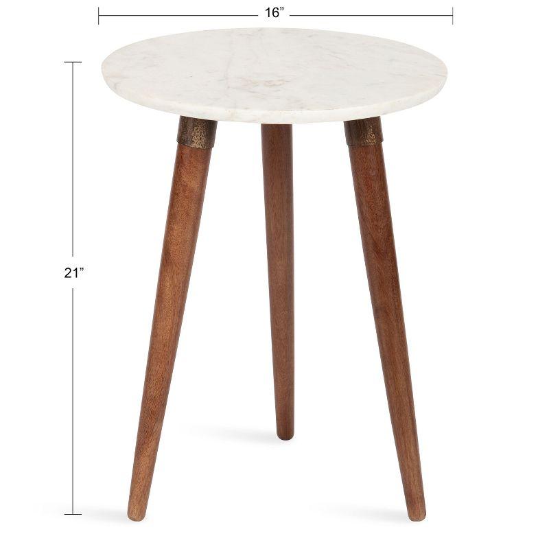 Kate and Laurel Rumsen Round Marble Side Table, 16x16x21, Walnut Brown