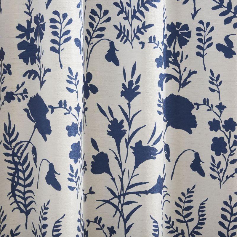 Indigo Floral Light Filtering Grommet Top Curtain Panels, 54"x84"