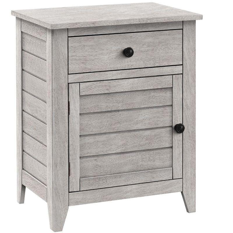 Monarch Specialties Accent Table Nightstand Storage Drawer End Side Table Bedroom Lamp Storage Grey Veneer Transitional