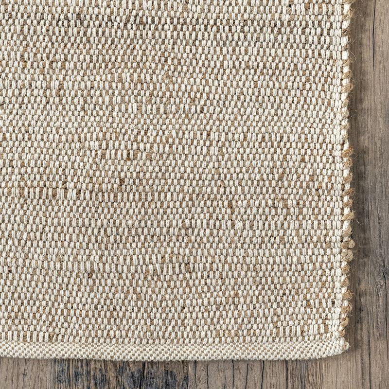 Nuloom 5x8 Elfriede Jute & Cotton Hand Woven Indoor Area Rug, Natural, Solid Rustic Farmhouse Style Natural Fiber Bedroom, Living Room,