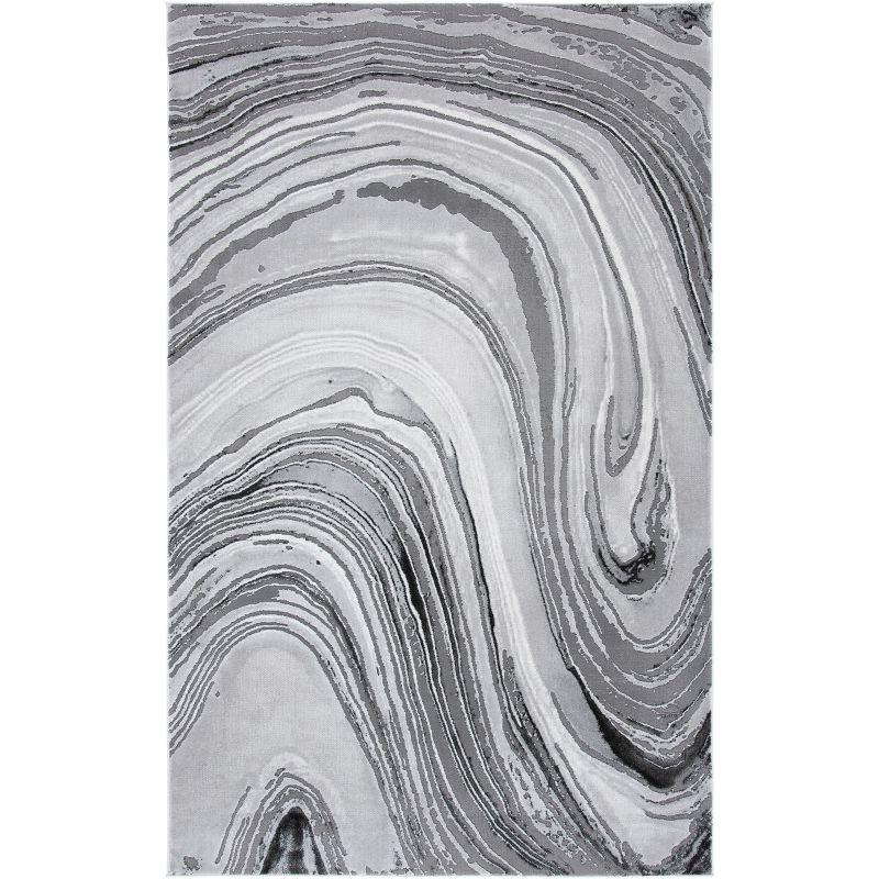 Gray Abstract Hand-knotted Reversible Area Rug