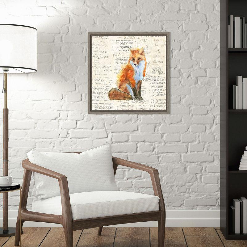 Amanti Art Into the Woods IV no Border (Fox) by Emily Adams Canvas Wall Art Print Framed 16-in. x 16-in.
