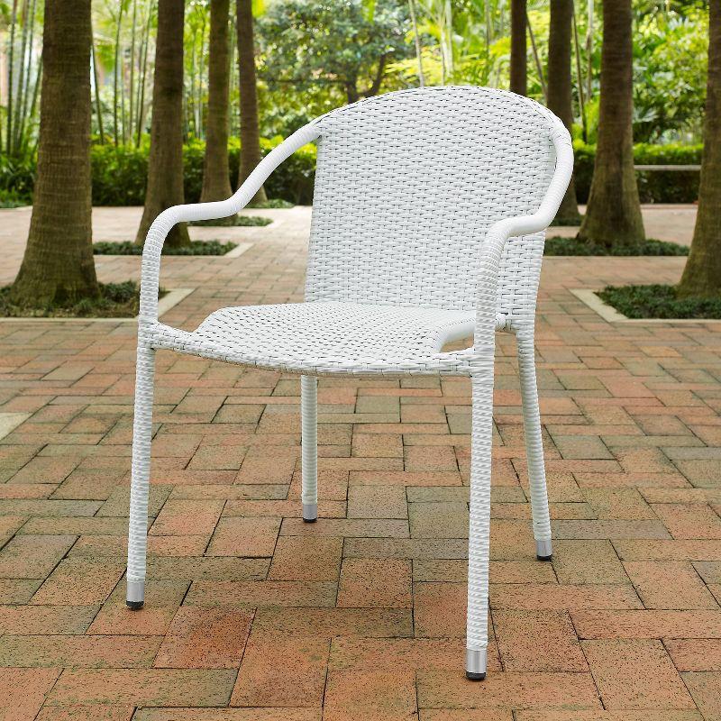 Palm Harbor 4pk Outdoor Wicker Stackable Chairs: Weather-Resistant Steel Frame - Crosley