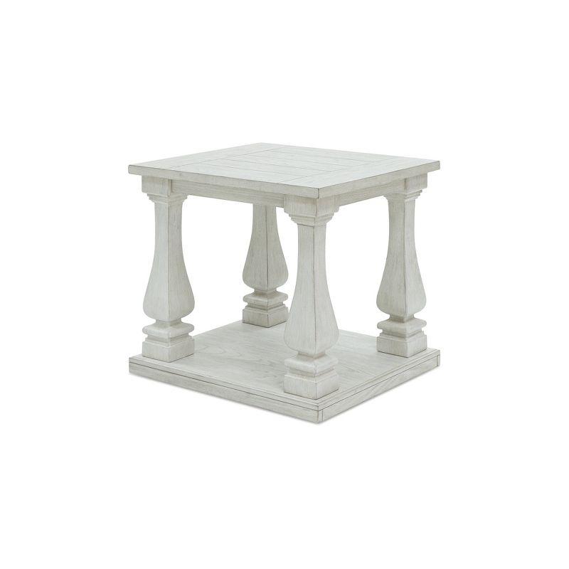 Antique White Rectangular Traditional Wood End Table