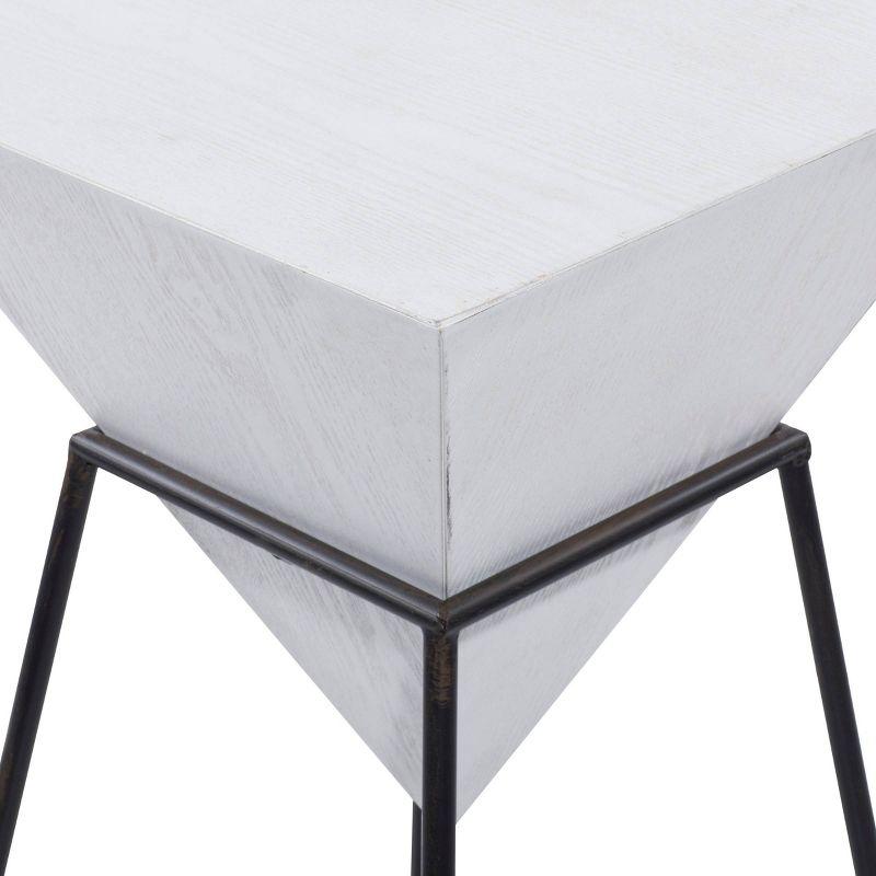 Geometric Accent Table White - Olivia & May: Modern Triangle Side Table, Metal Frame, Wood Top