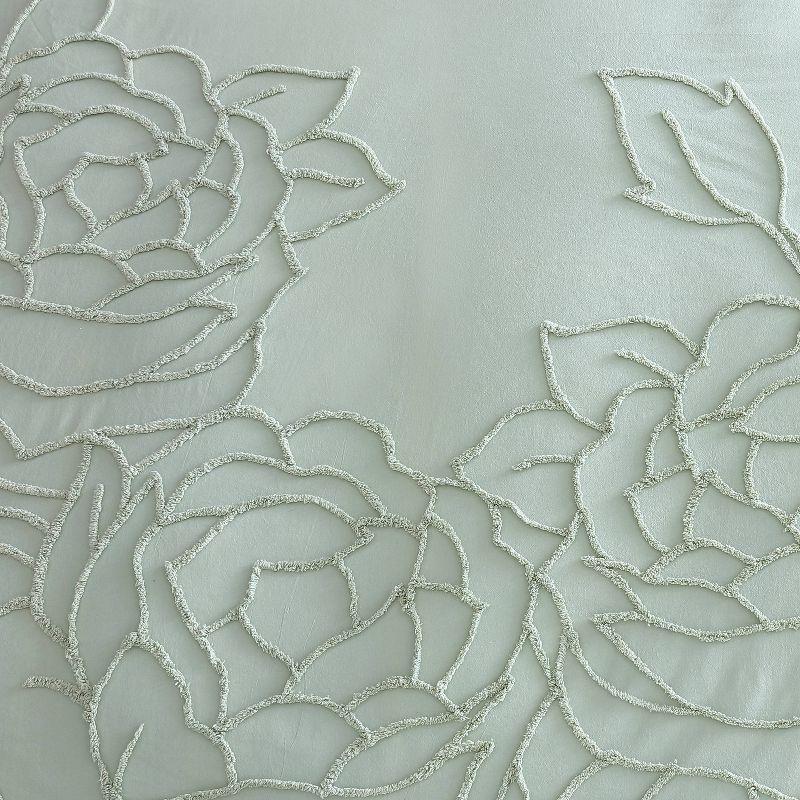 Peri Home 3pc King Chenille Rose Comforter Set Green: Bedding, Floral Pattern, Machine Washable