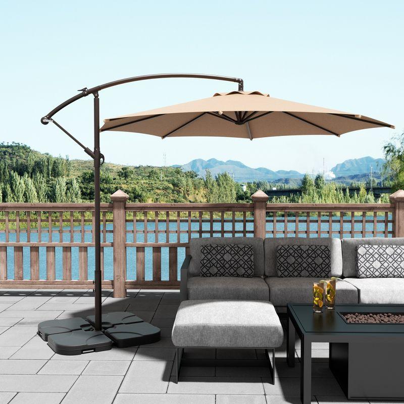 10 Ft Beige Polyester Cantilever Patio Umbrella with Steel Pole