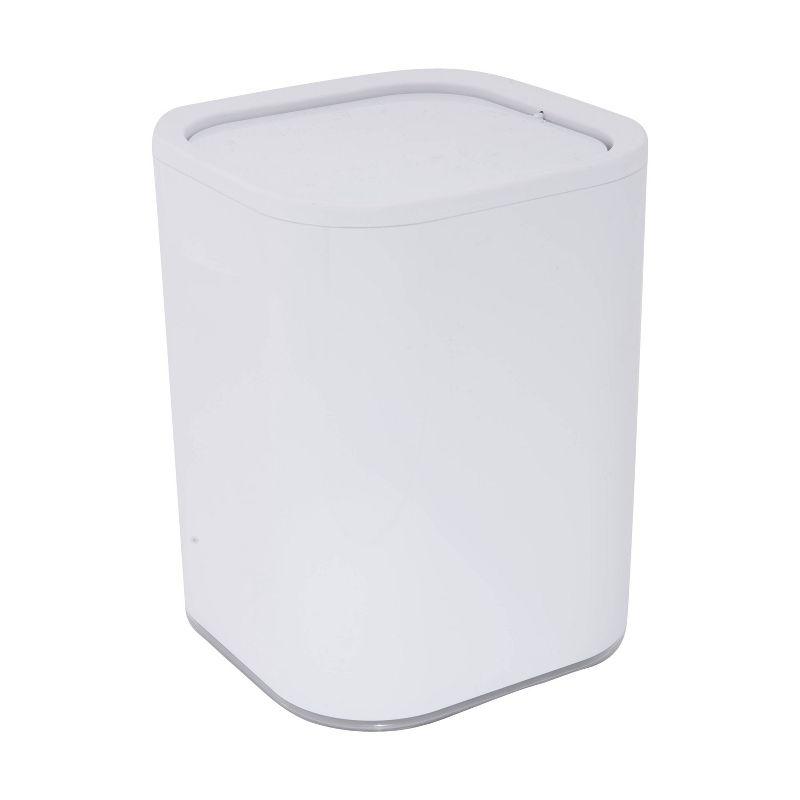 Acrylic Square with Rounded Edges Bathroom Waste Basket White - Bath Bliss