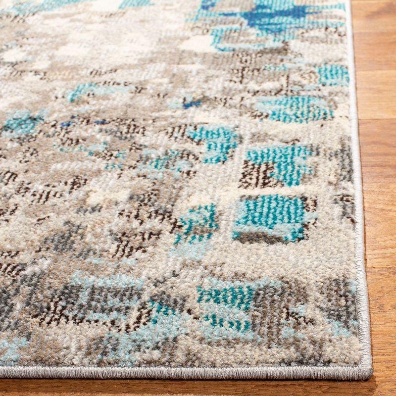 Elegant Grey/Blue Synthetic Hand-Knotted Runner Rug - 2'2" x 16'