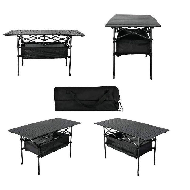 MPM Outdoor Folding Portable Picnic Camping Table, Aluminum Roll-up Table with Carrying Bag for Beach Backyard BBQ Party