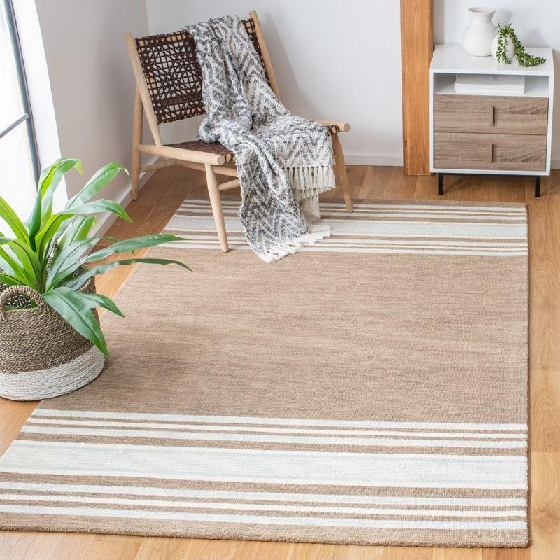 Ivory and Brown Hand-Tufted Wool Rectangular Rug