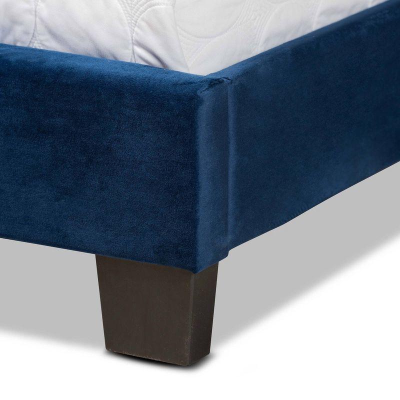 Tamira Queen Navy Velvet Upholstered Bed with Tufted Headboard