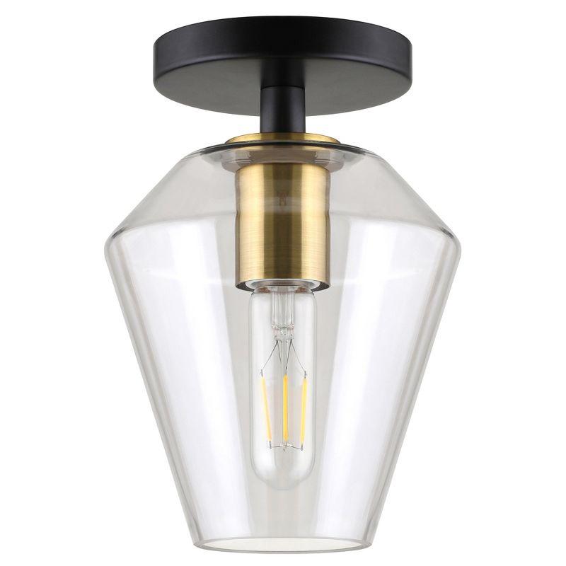 Hudson and Canal 7" Wide Semi Flush Mount: UL Listed, Retro-Inspired, Metal/Glass Fixture
