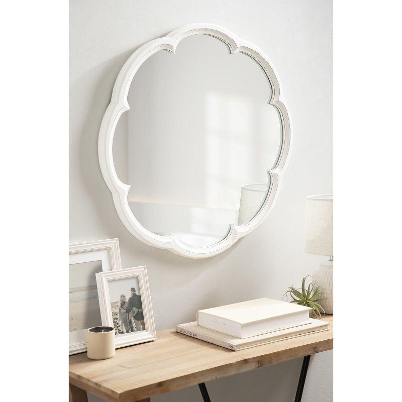 Kate and Laurel Maren Scalloped Wall Mirror, 26" Diameter, White