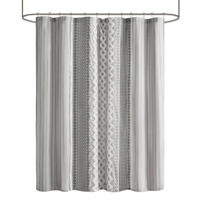 INK+IVY Imani 100% Cotton Printed Shower Curtain with Chenille