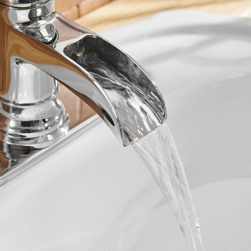 BWE Waterfall Single Hole Single-Handle Low-Arc Bathroom Faucet With Pop-up Drain Assembly