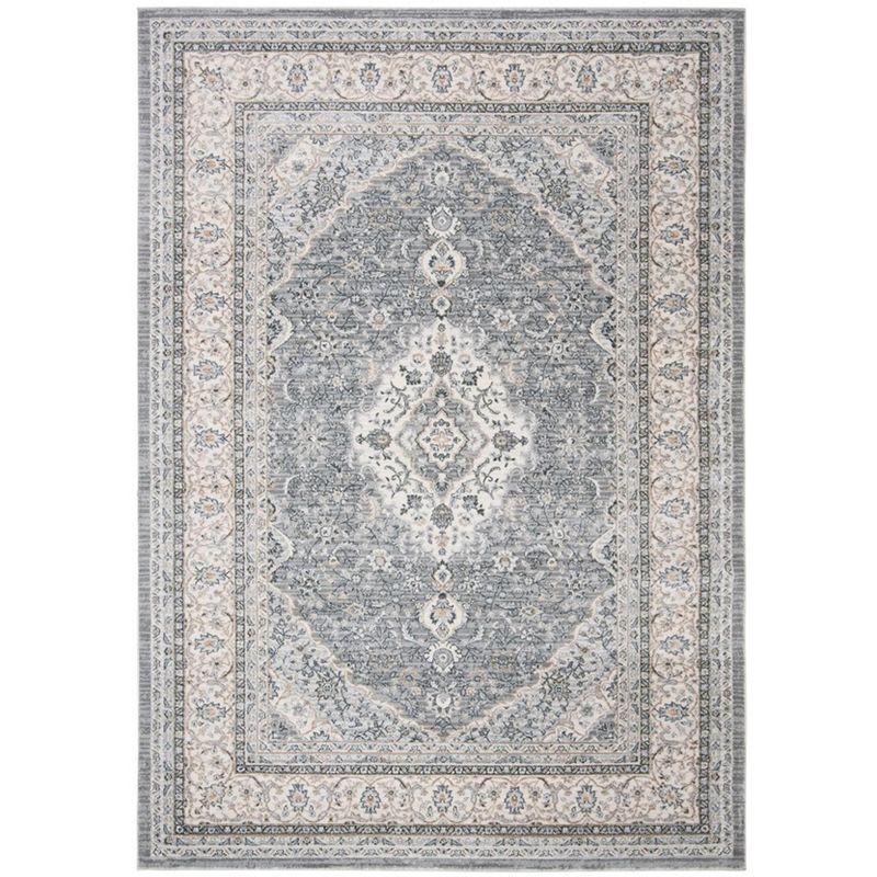 Isabella Gray and Cream Round Synthetic Area Rug