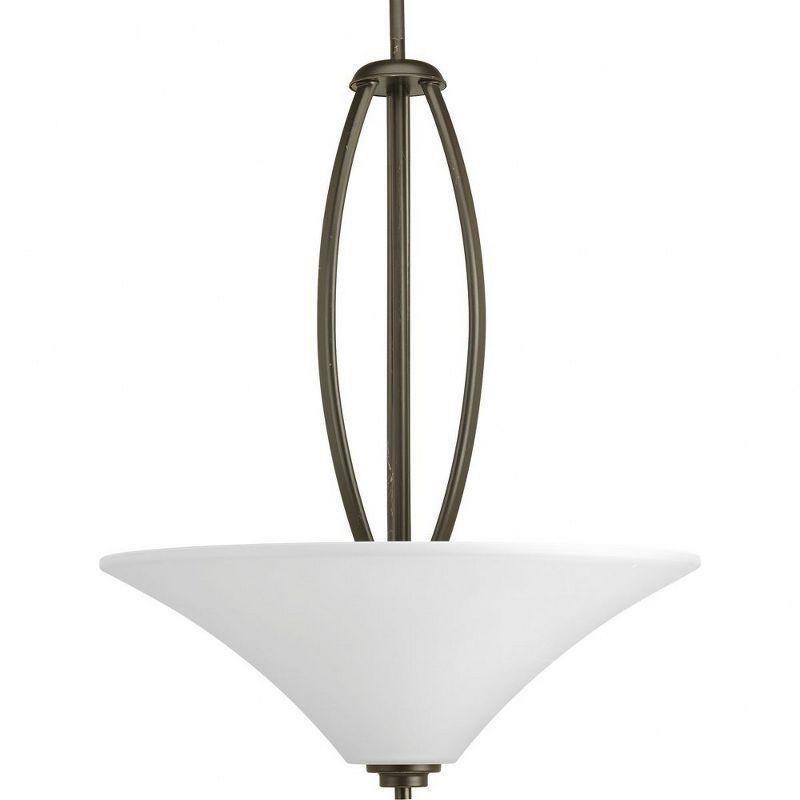 Progress Lighting Joy Collection 3-Light Inverted Pendant, Antique Bronze, Fluted Glass Shade