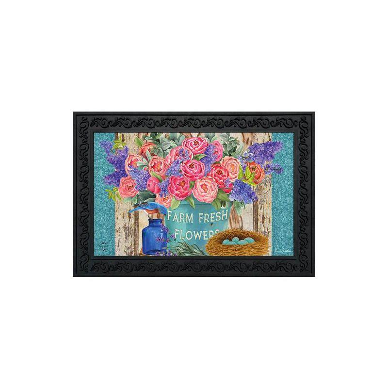 Farm Fresh Peonies Spring Doormat Floral Indoor Outdoor 30" x 18" Briarwood Lane