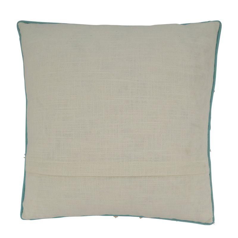 Aqua Embroidered Anchor Cotton Euro Pillow Cover