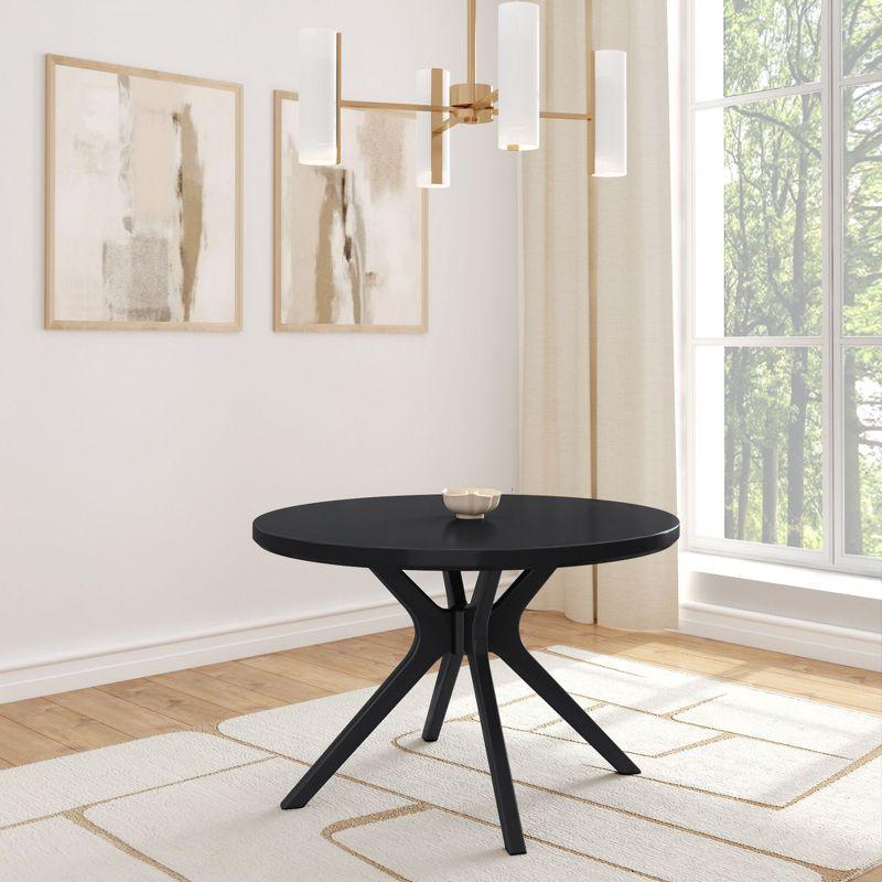 Plank+Beam Verso Round Dining Table, 47" Solid Wood Kitchen & Dining Room Table, Black