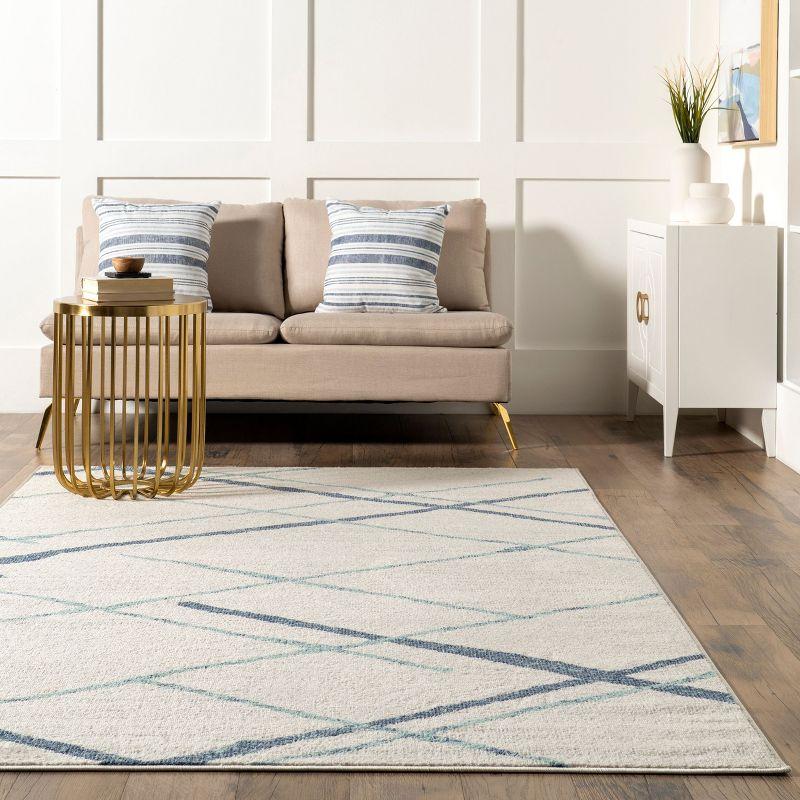 Nuloom 5x8 Thigpen Contemporary Indoor Area Rug, Light Blue, Abstract Lines, Non-Slip Backing, Stain Resistant, BedroomLiving Room, Kitchen,