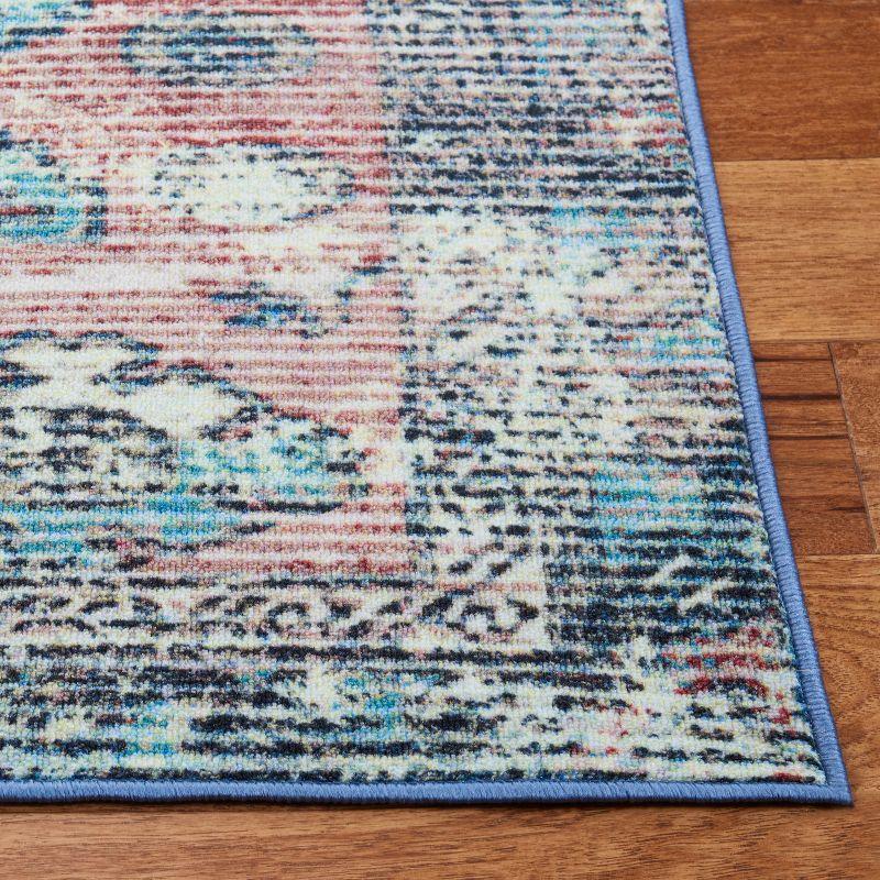 Blue and Pink 8' x 10' Tufted Wool Area Rug