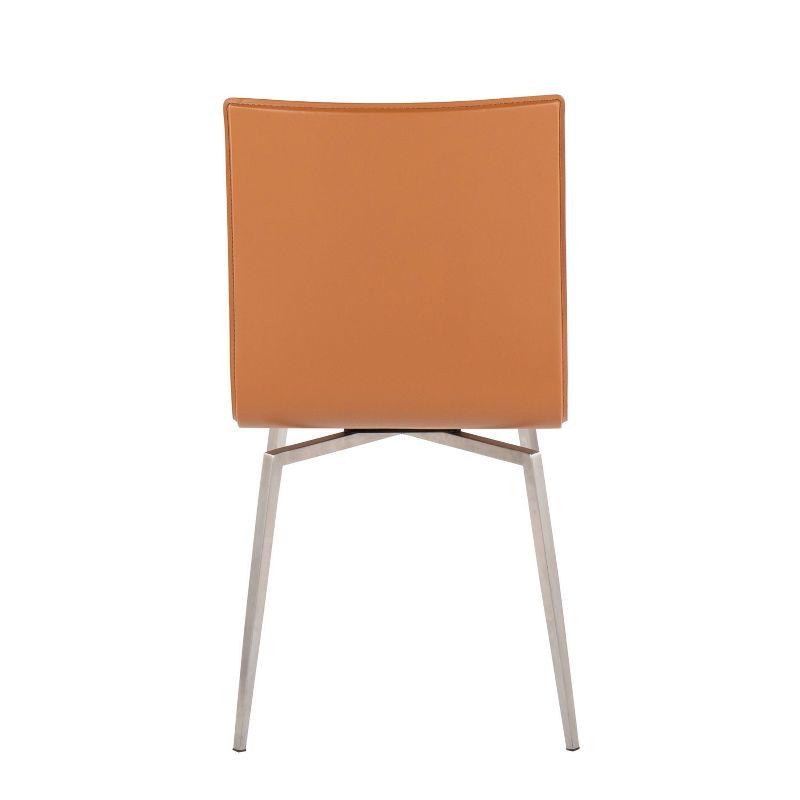 Set of 2 Mason Dining Chairs Stainless Steel/Camel: Swivel Base, Faux Leather, Modern Design - LumiSource