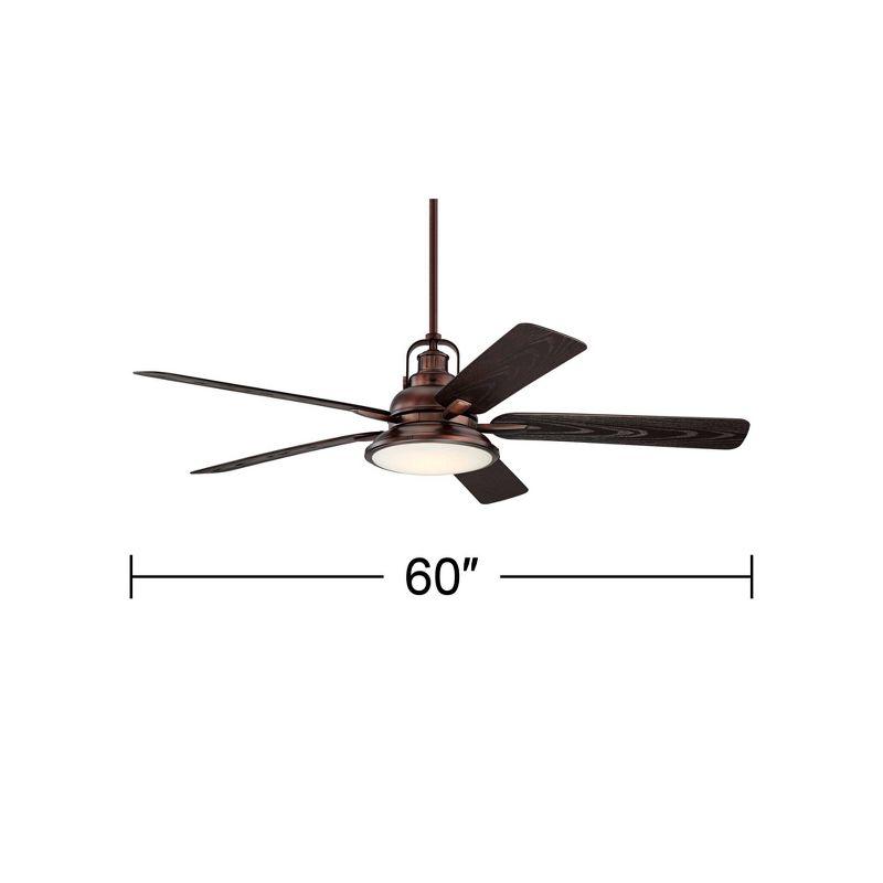 Casa Vieja 60" Wind and Sea Farmhouse Rustic Indoor Outdoor Ceiling Fan 5 Blade LED Light Remote Control Oil Rubbed Bronze Finish Bedroom Patio