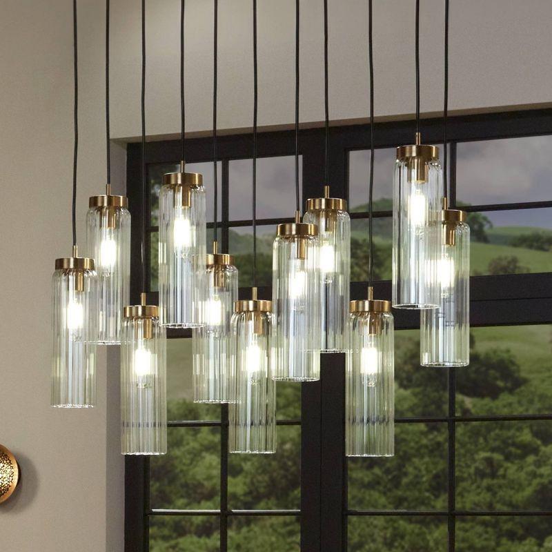 Possini Euro Design Marika 32" Modern Pendant Chandelier Ceiling Light Fixture Dining Room Over Table Kitchen Island Multi-Light Soft Gold Finish
